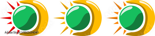 Solar and Moon Green Center Logo Icon Set Yellow Version