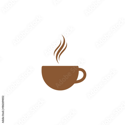 Minimalist Brown Coffee Cup Illustration with Rising Steam.