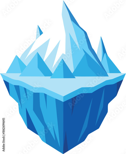 Iceberg floating in ocean with blue icy surface