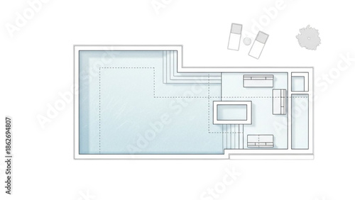 Luxury outdoor living space with swimming pool and lounge area