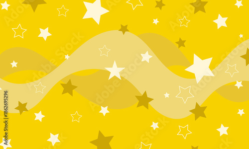 yellow stars shapes pattern texture and outlines strokes funny style with stripes lines wave curves abstract background