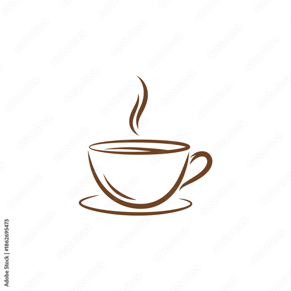 Obraz premium Elegant Coffee Cup Illustration with Steam, Perfect for Cafe Branding.