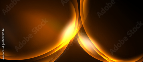 Abstract orange glow. Smooth curves intersect, creating bright center point against dark background. Warm tones dominate composition.
