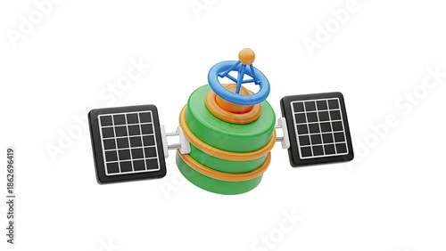 Cartoon Satellite with Solar Panels