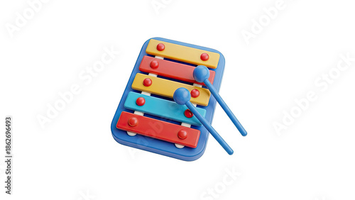 Colorful Children's Xylophone with Blue Mallets