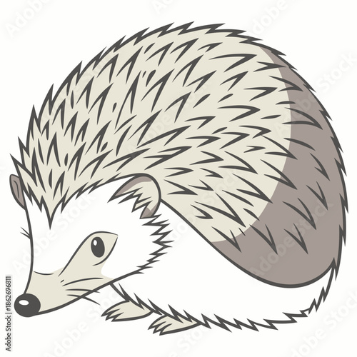 Detailed Hedgehog Illustration with Quills Isolated on White
