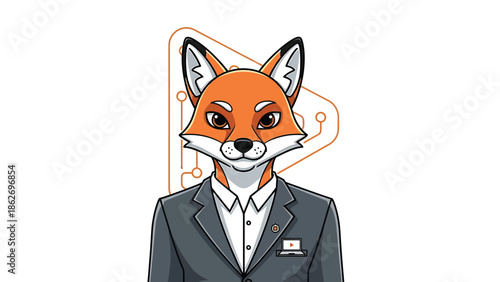 Fox in a Suit - A Business-Savvy Animal Character Illustration.