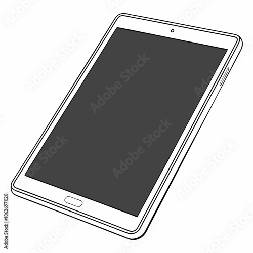 Front View Realistic Tablet Mockup Vector Illustration