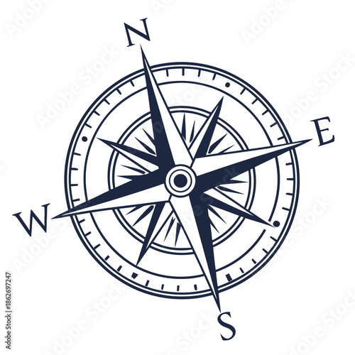 Simple Compass Navigation Icon Vector Illustration