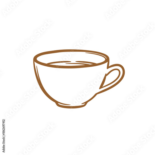 Illustration of a Cup of Coffee or Tea with Handle.