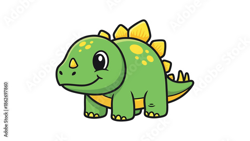 Cute Cartoon Stegosaurus Illustration with Yellow Plates and Spots.