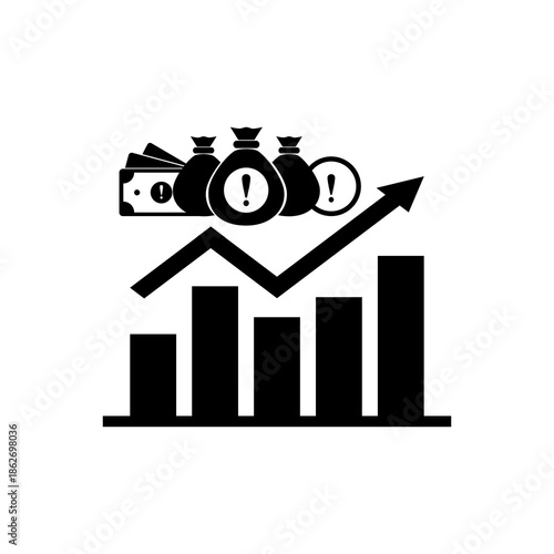 Inflation icon, line and silhouette style. for web design, templates, infographics and more. flat vector illustration design
