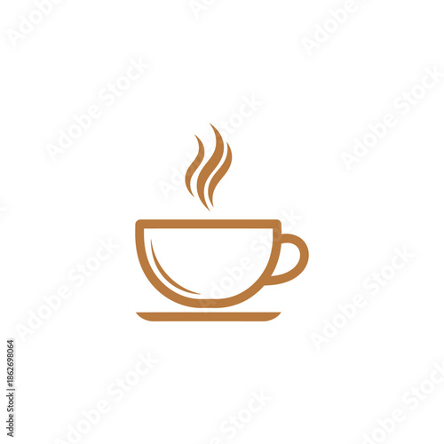 Minimalist Coffee Cup Icon with Steam, Warm Beverage Illustration.