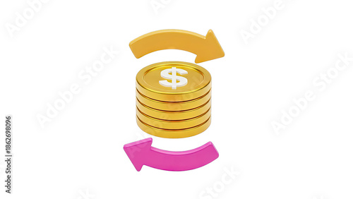 Dollar Coin Stack with Arrows