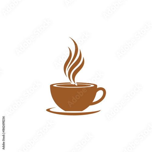 Elegant Coffee Cup Illustration with Steaming Aroma for Cafe Branding.