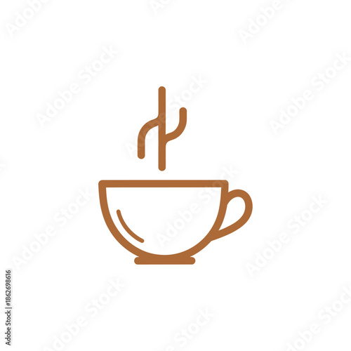 Minimalist Coffee Cup Icon with Steam, Warm Beverage Illustration.