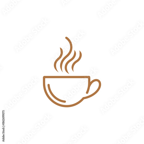 Minimalist Coffee Cup Icon with Steaming Aroma.