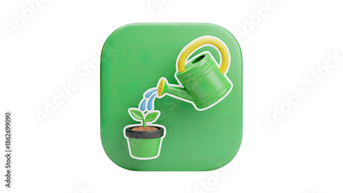 Gardening Icon: Watering a Seedling