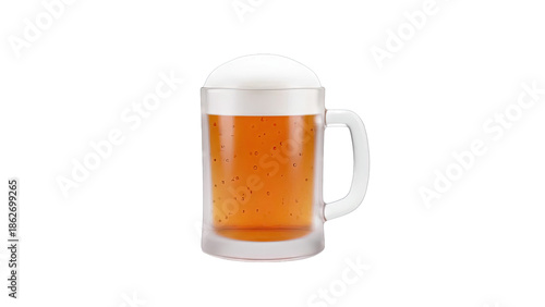 Glass Mug of Amber Beer with Frothy Head