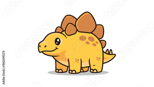 Cute Cartoon Stegosaurus with Plates and Spikes Illustration.