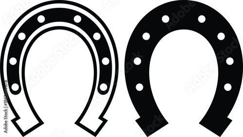 Two black horseshoe silhouettes with white dots