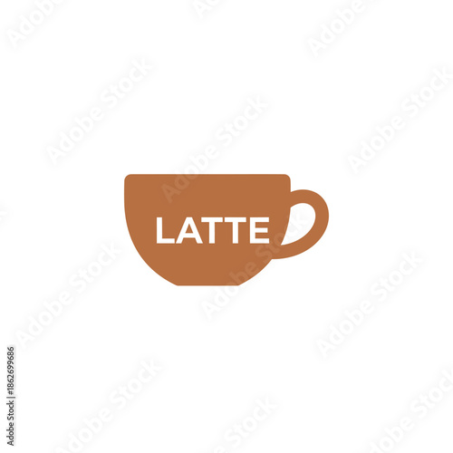 Illustration of a latte cup with the word LATTE written on it.