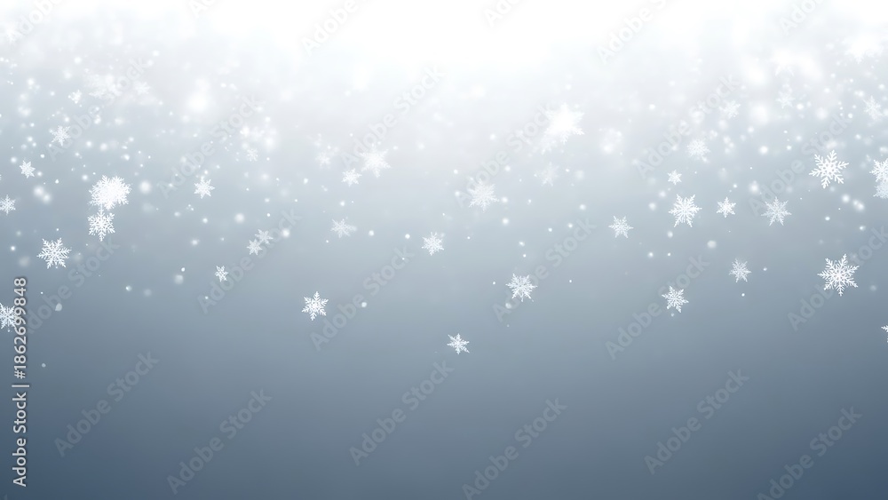 Fototapeta premium Snowflakes Falling on Gradient Blue Background falling snow winter 1
