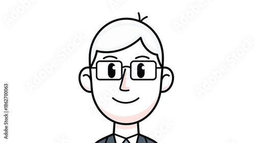 Illustration of a man with glasses and a suit.
