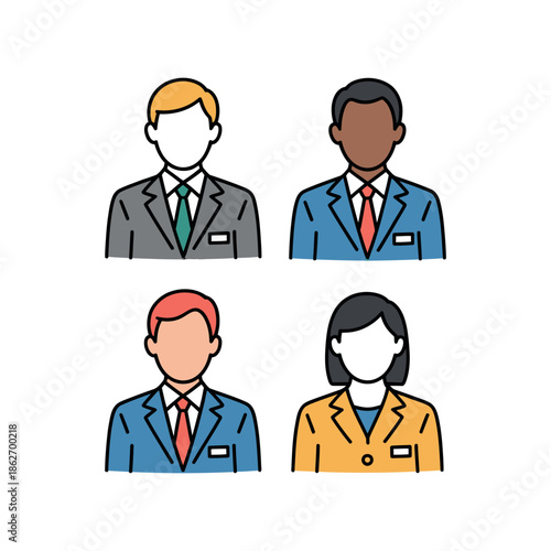 Diverse business professionals avatars represent modern corporate.