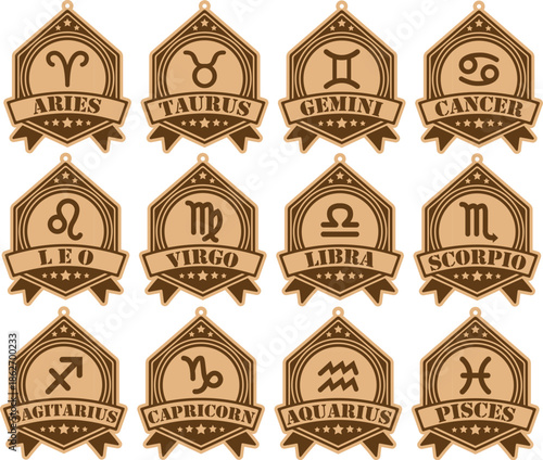 12 Design Zodiac Keychain , Zodiac SIgn 