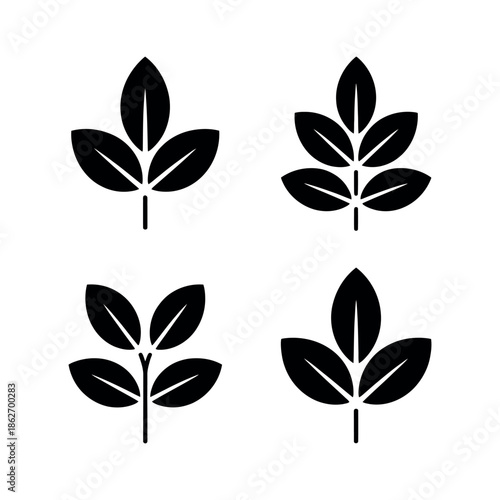 Four different stylized leaf icons are displayed as black.
