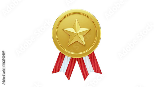 Golden Star Medal with Red and White Ribbons