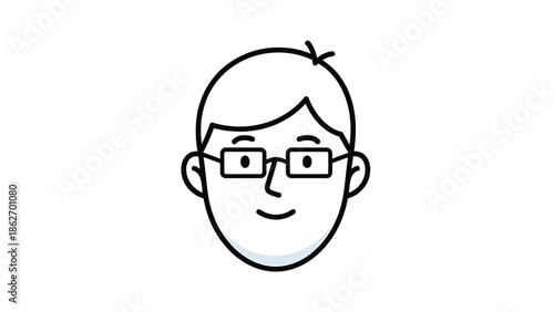 Illustration of a man with glasses and short hair.