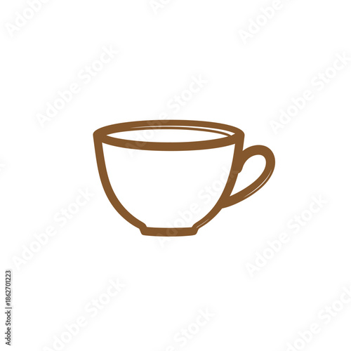 Illustration of a simple teacup with a handle on white.