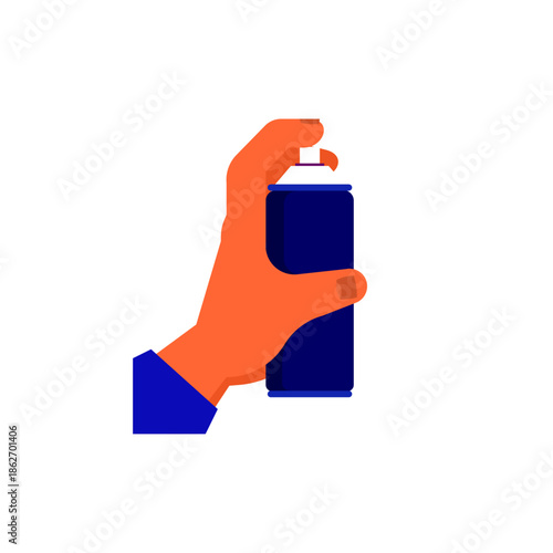 Hand Holding Spray Can in Bold Colors