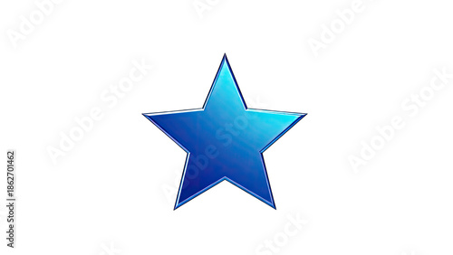 3D Blue metallic star on transparent background