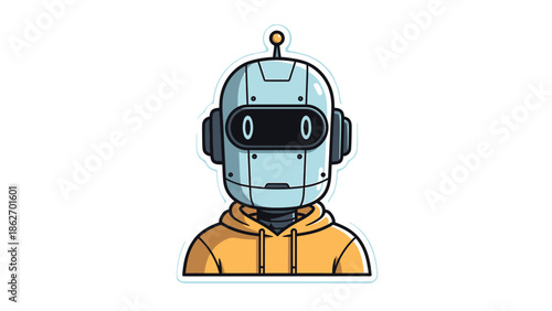 Cartoon Robot Character with Hoodie - Futuristic AI Concept.