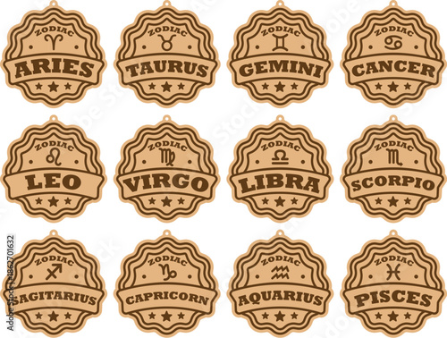 12 Design Zodiac Keychain , Zodiac SIgn 