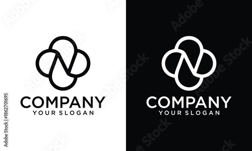 Creative Letter N Nature Clover Luxury logo design vector symbol icon illustration