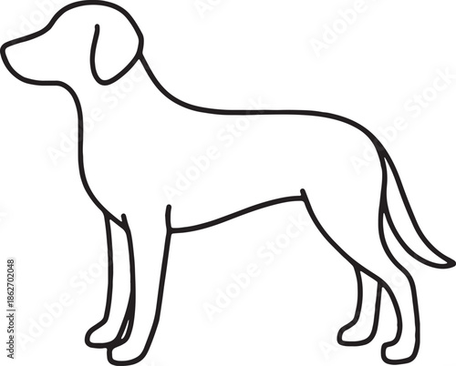 Slika na platnu Silhouetted majestic tibetan mastiff dog with long flowing fur depicted in black