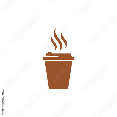 Illustration of a Steaming Coffee Cup with Lid.