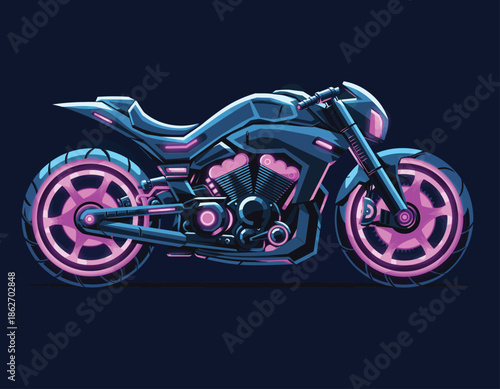 Futuristic Neon Motorcycle with Vibrant Pink Accents.