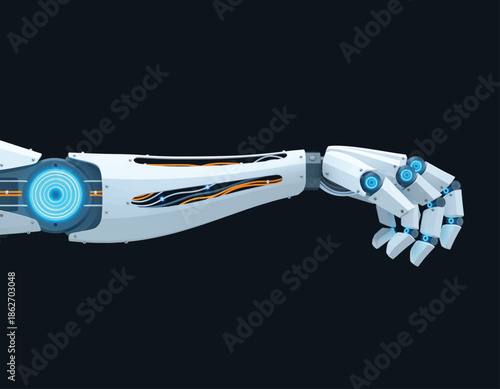 Futuristic Robotic Arm with Glowing Blue Lights.