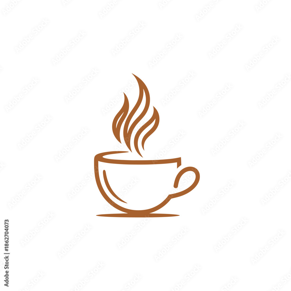 Obraz premium Elegant Coffee Cup Logo Design with Steaming Aroma in Minimalist Style.