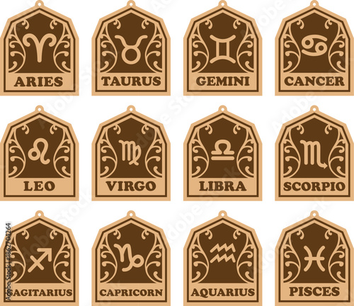 12 Design Zodiac Keychain , Zodiac SIgn 