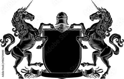 A heraldry crest unicorn ho...