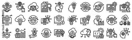 Business Technology line icons collection set. vector illustration	