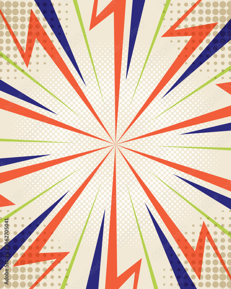 Fototapeta premium Retro style sunburst sunburst explosion abstract comic background