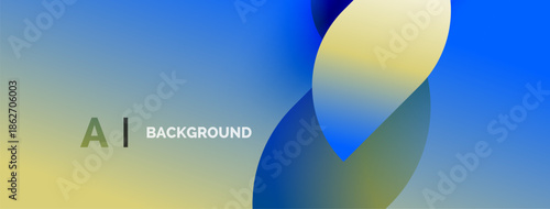Abstract background features overlapping circles, gradients. Text reads AI BACKGROUND. Colors include blue, yellow, green hues. Simple design.