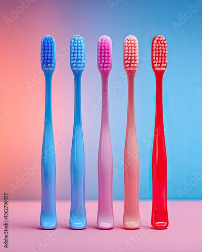 Vibrant toothbrushes in pastel hues